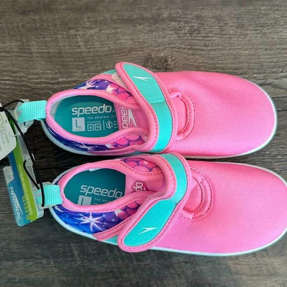 Speedo Toddler (9-10) Printed Shore Explore Mermaid Scale Aqua Sock Water Shoe - Picture 12 of 13